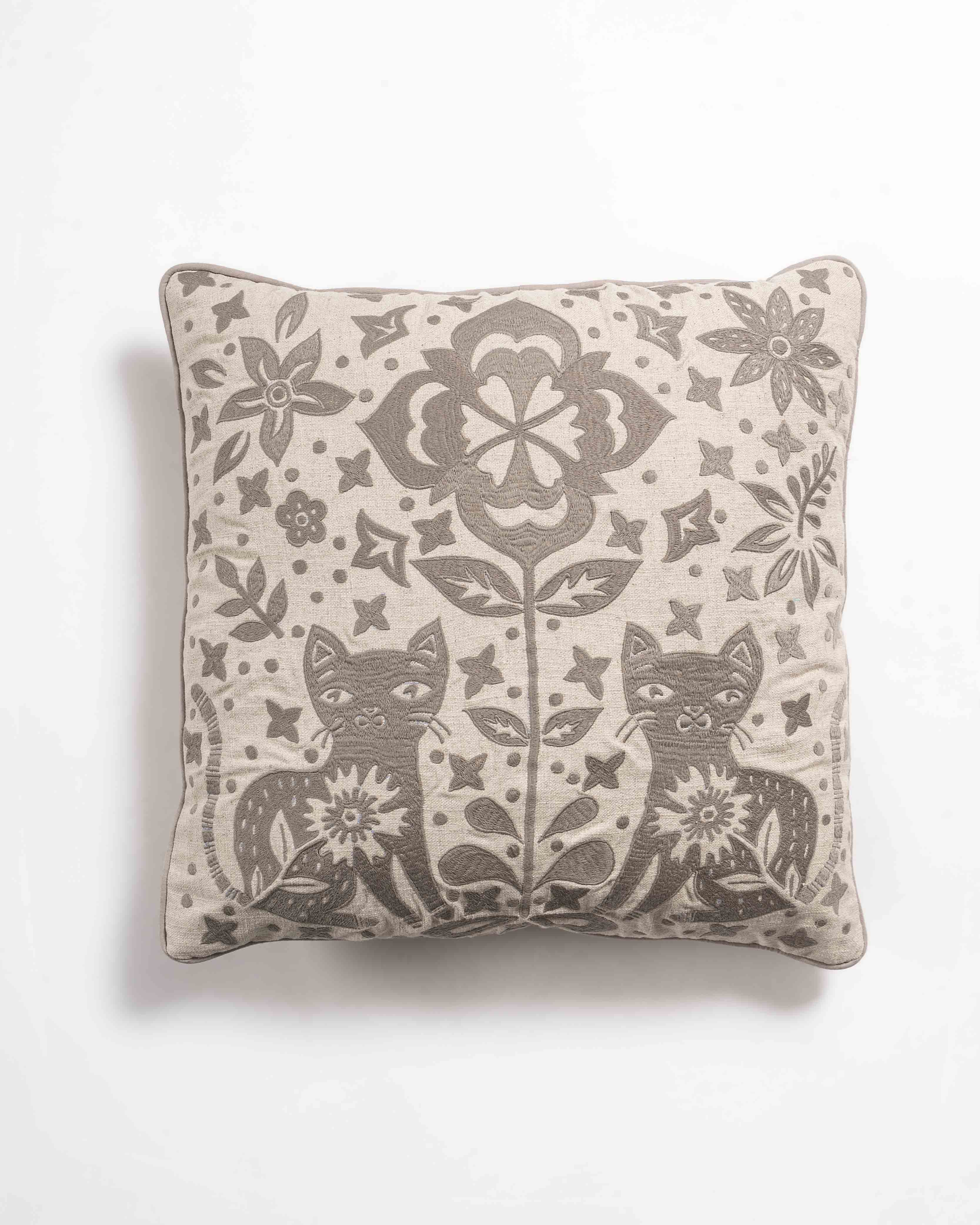 Birguma Embroidered Cushion Cover with Cord Piping