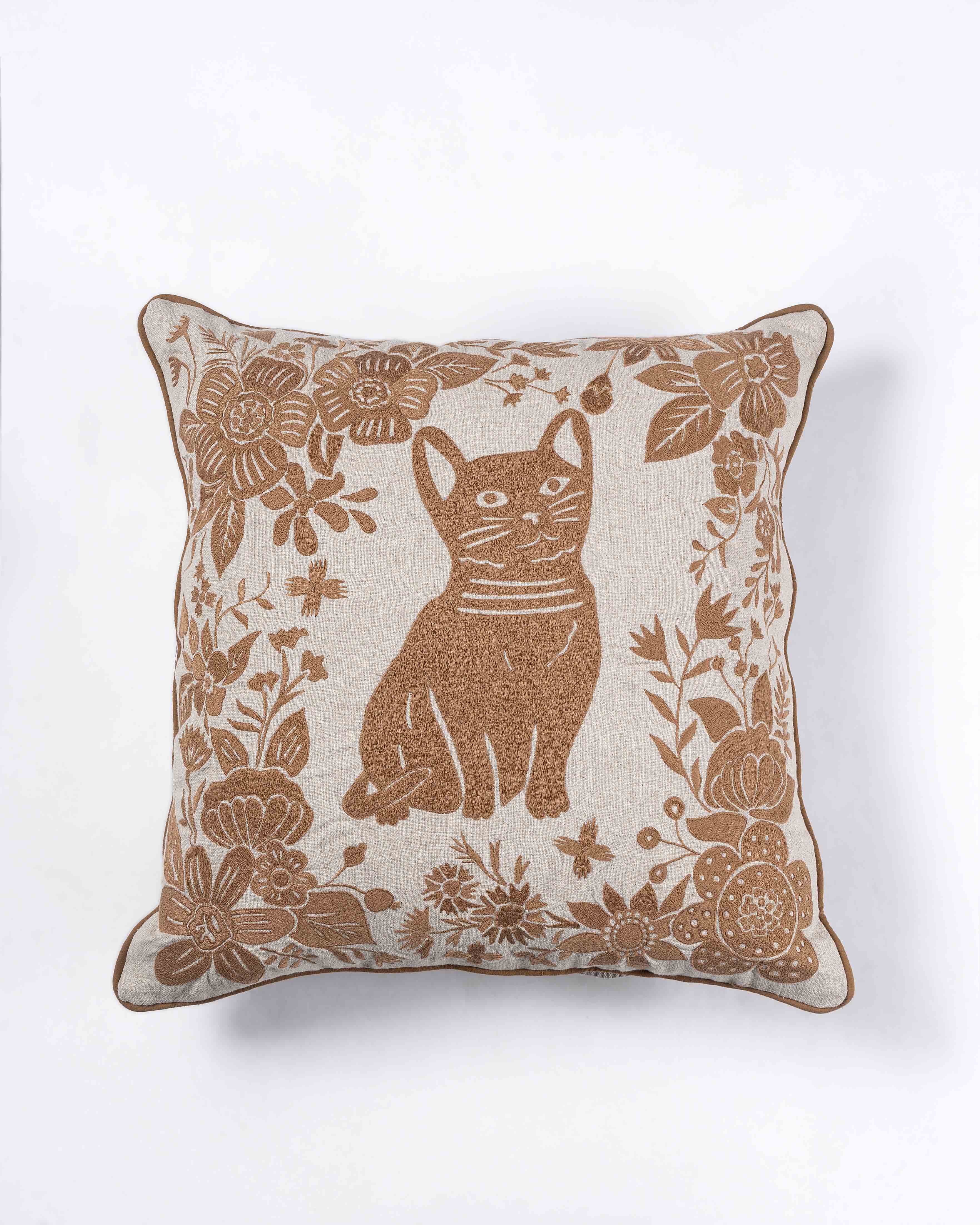 Mezzi Embroidered Cushion Cover with Cord Piping