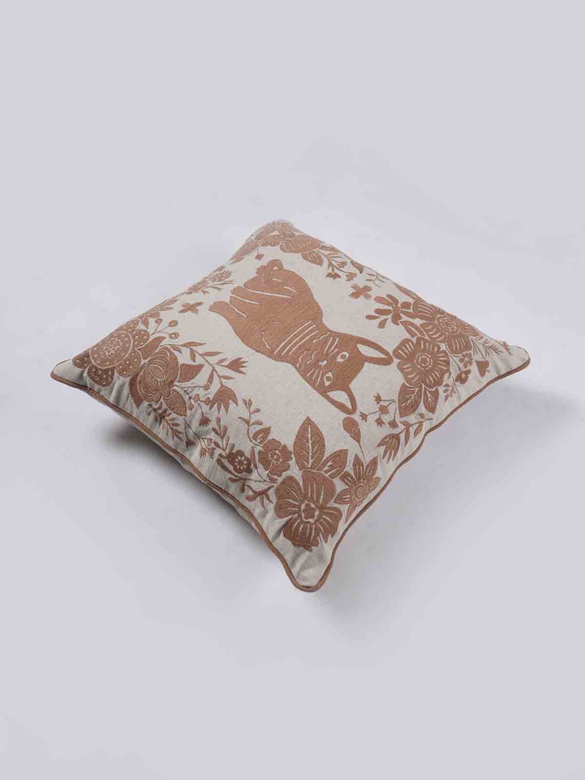 Mezzi Embroidered Cushion Cover with Cord Piping