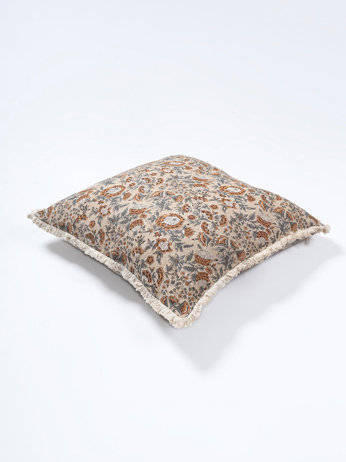 Brance Reversible Printed Cushion Cover with dyed lace