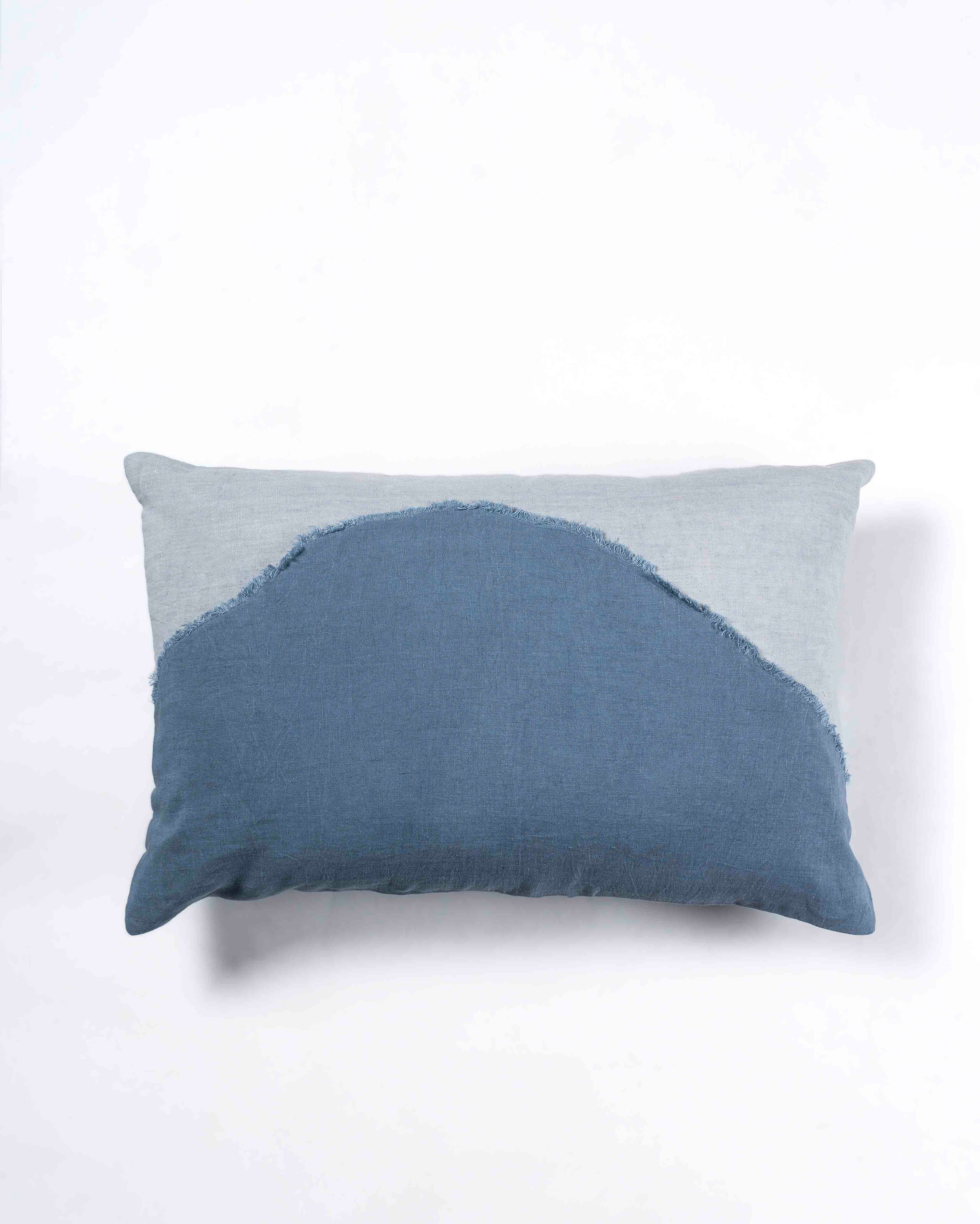 Kordin Solid Dyed Patched Cushion Cover with Self Frayed