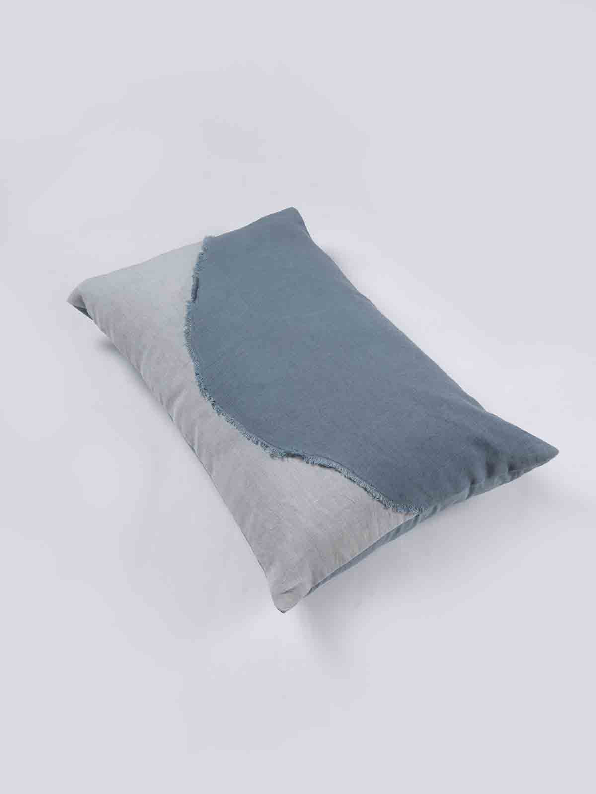 Kordin Solid Dyed Patched Cushion Cover with Self Frayed