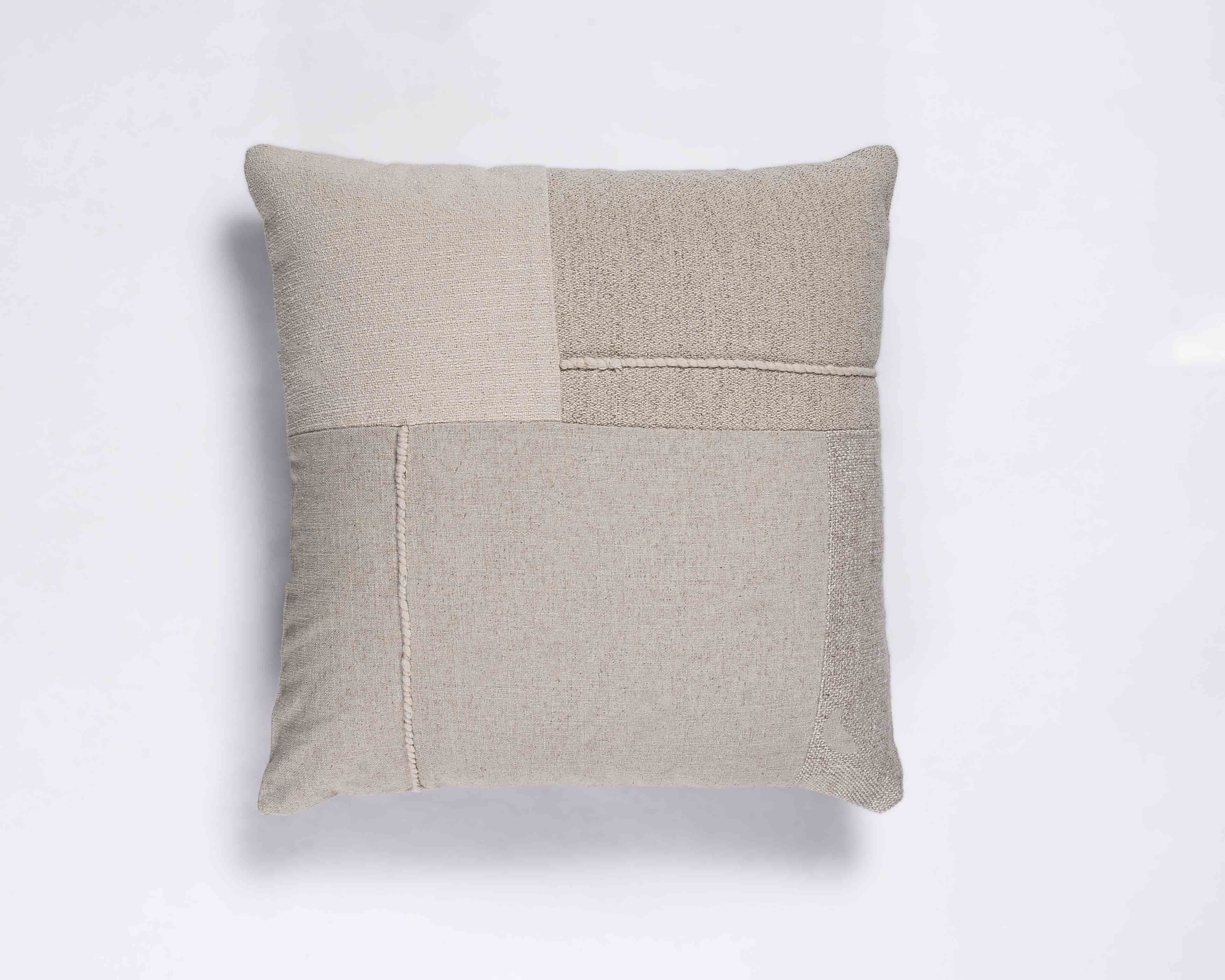 Buqana Neutral Patch Cushion Cover with Hand Embroidery