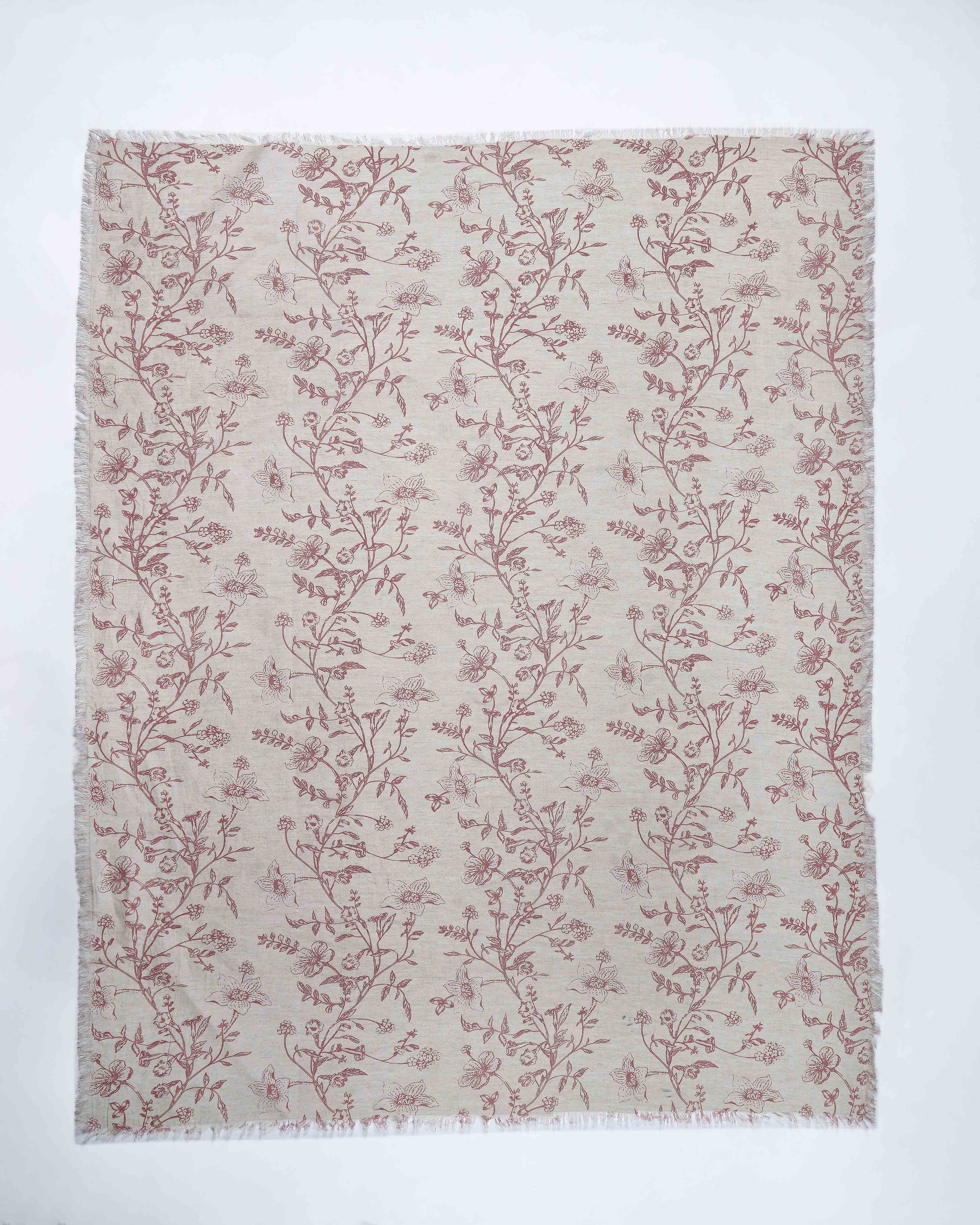 Tawara Printed Table Cover with 1 inch fringe across all sides