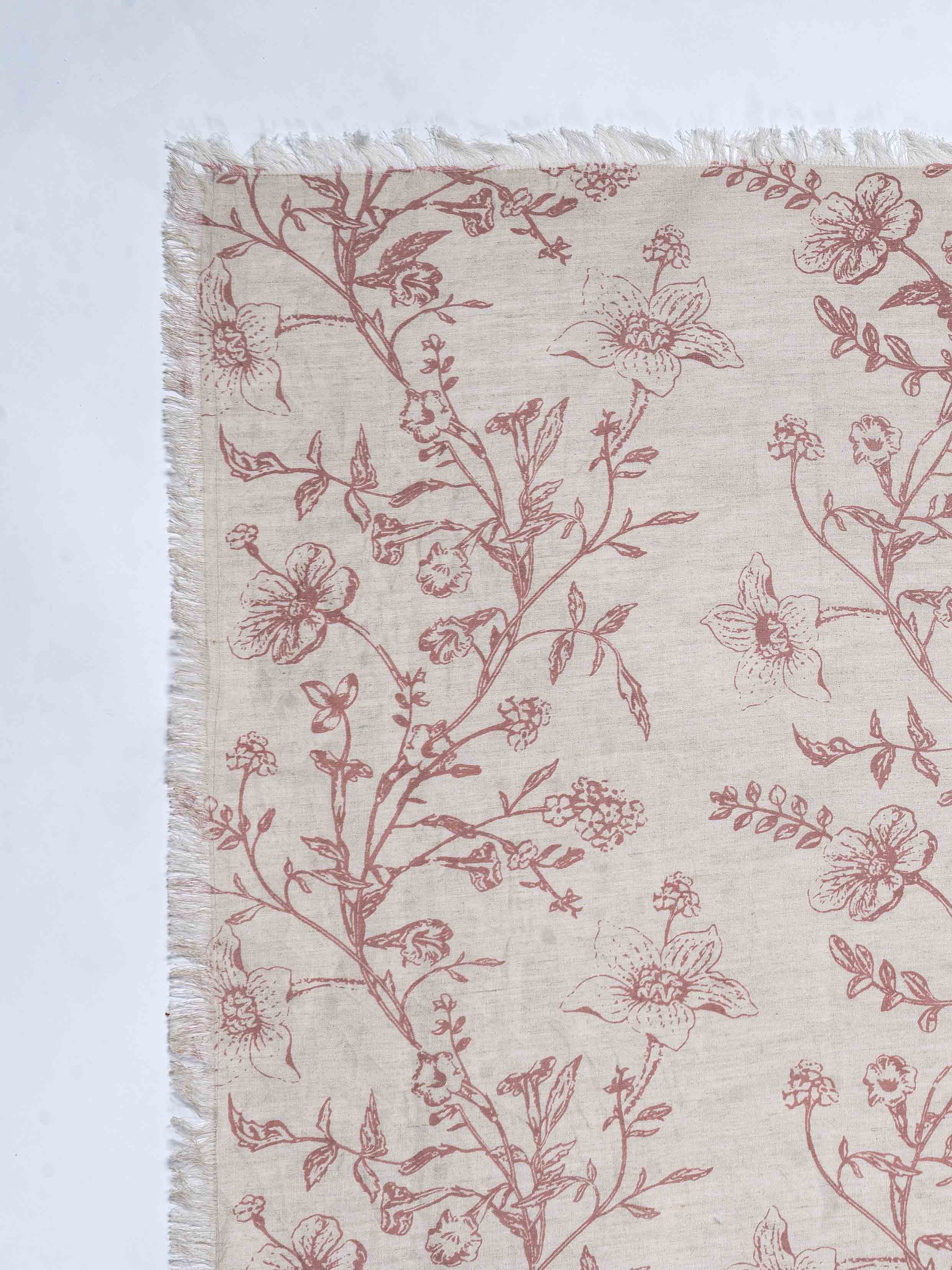 Tawara Printed Table Cover with 1 inch fringe across all sides