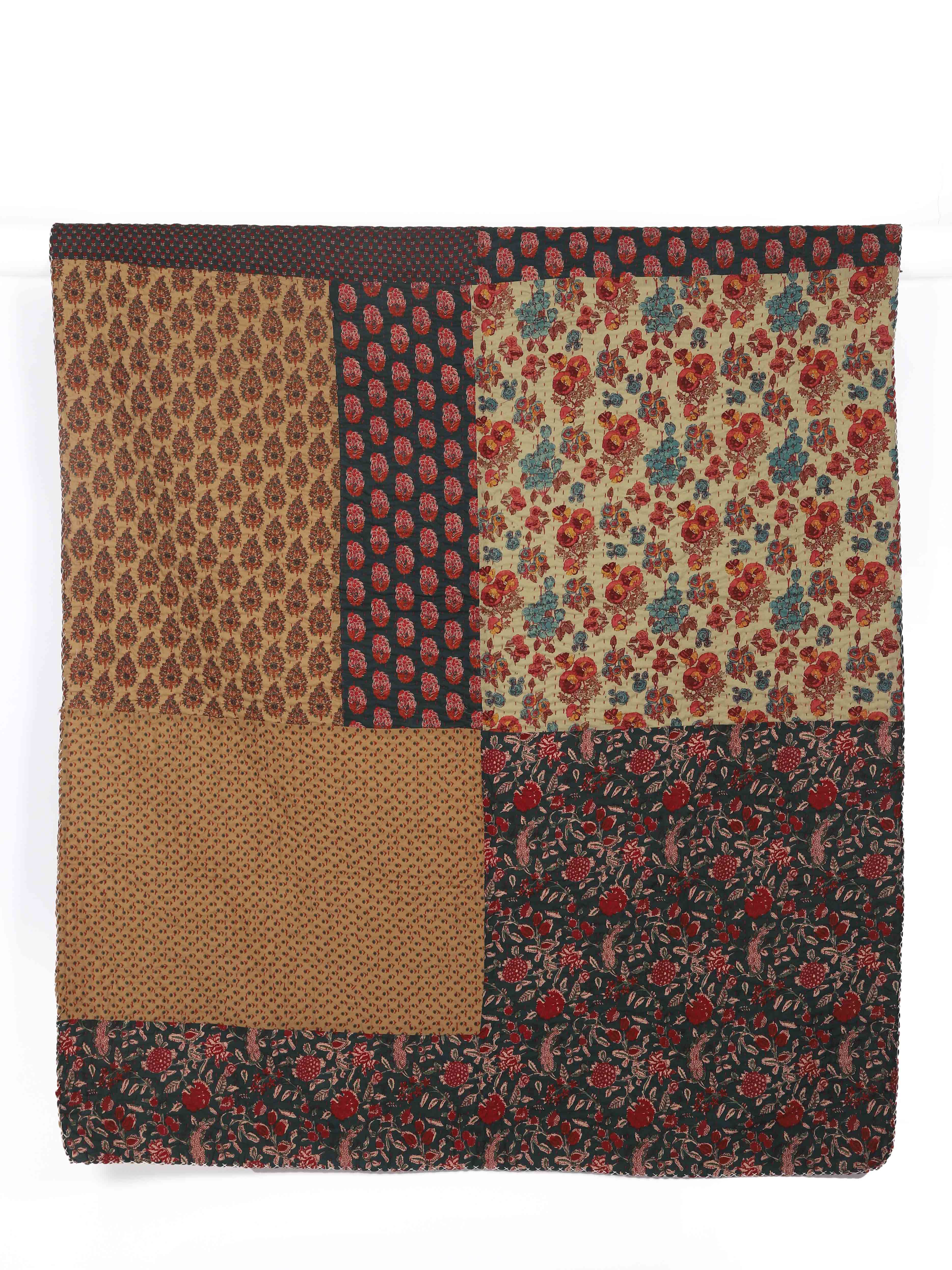 Rousse Printed Patch Kantha Throw